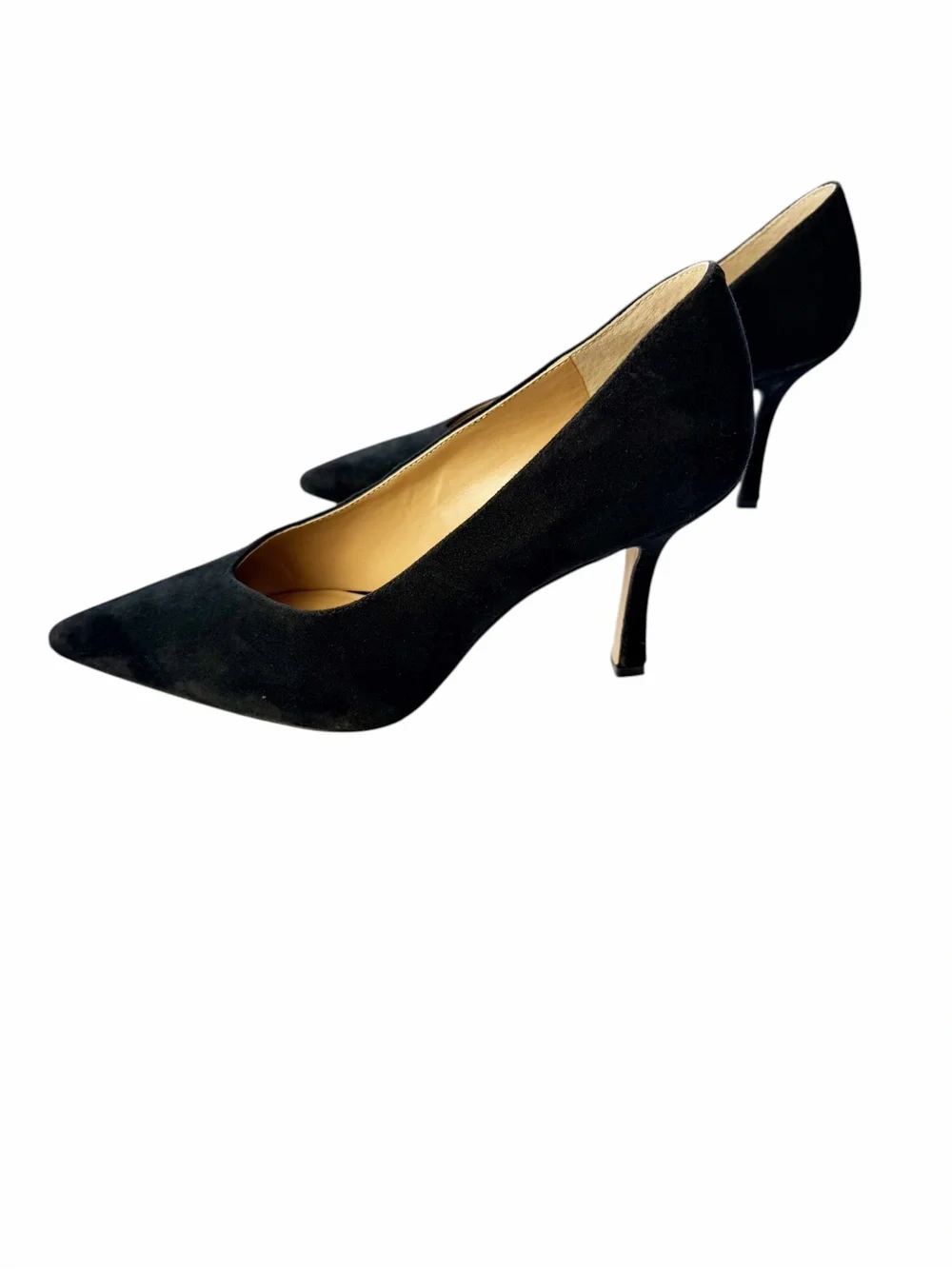 Ann Taylor Classic Black Pointy Toe Leather Suede Pump Heels Size 7